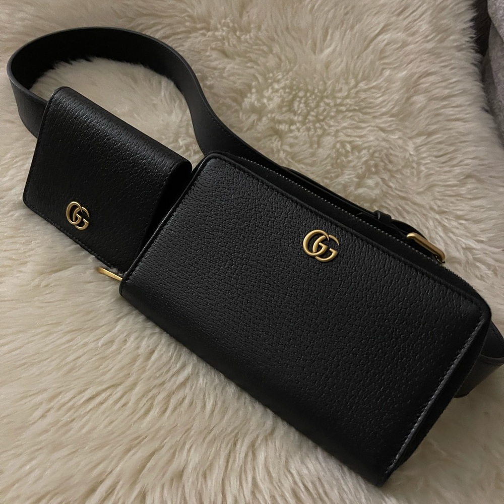 NWT Gucci GG Marmont belt bag in Black/Nero size 90